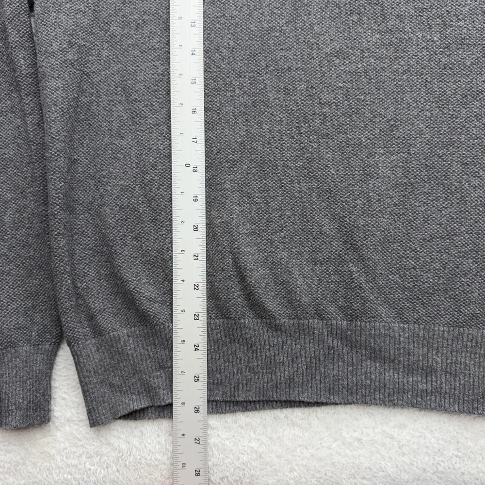 Brooks Brothers Mens Grey Cotton‎ Cashmere Quarter Zip Sweater Large Textured L